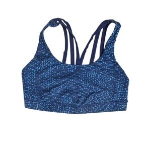 Lululemon Energy Sports Bra Women Sz 10 Blue Criss‎ Cross Strappy Athletic Gym